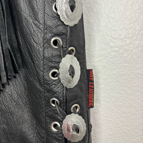 Hot Leathers Fringe Vest with Breast Cancer Awareness Patch Size L - Picture 5 of 6